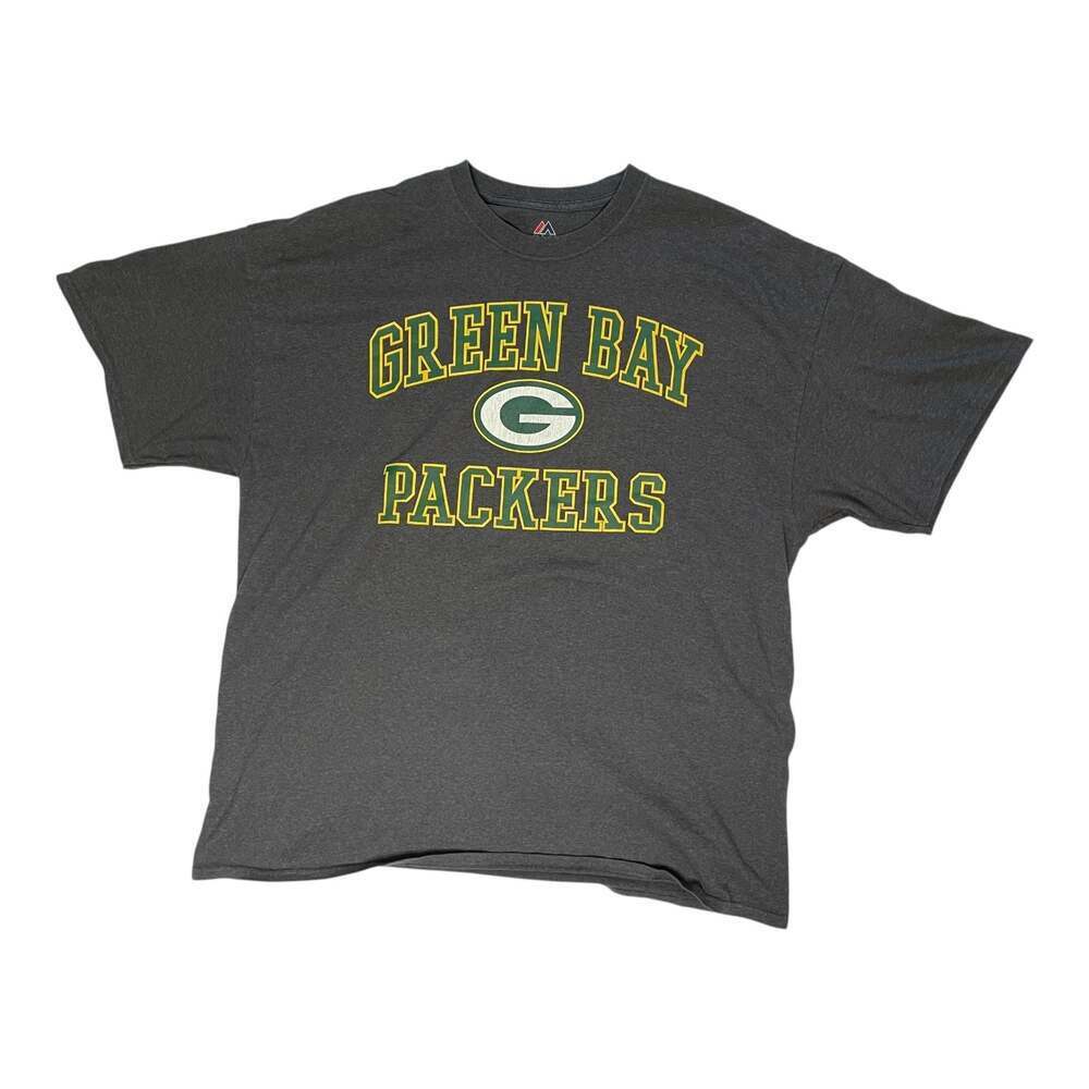Green Bay Packers Majestic T Shirt Mens 2XL Gray NFL Team Logo